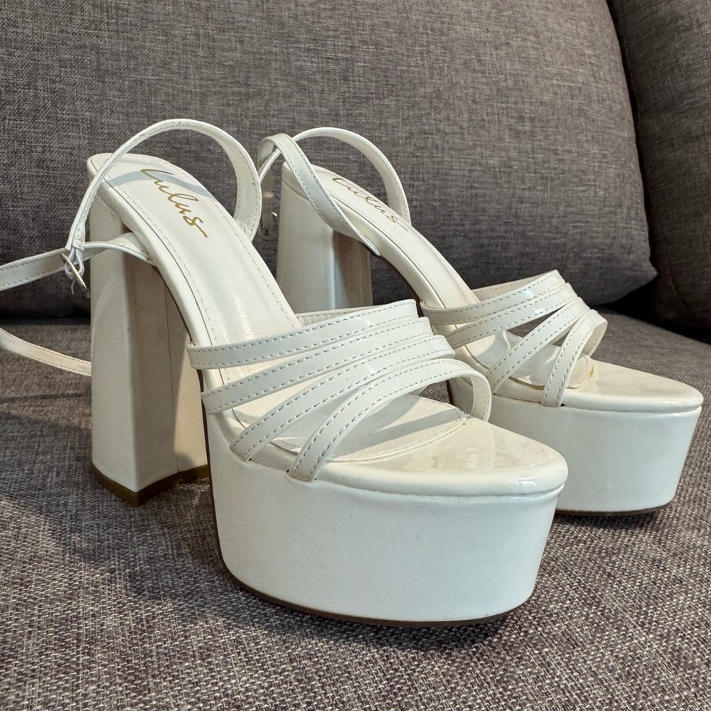 Lulus White Platform Strappy Heel